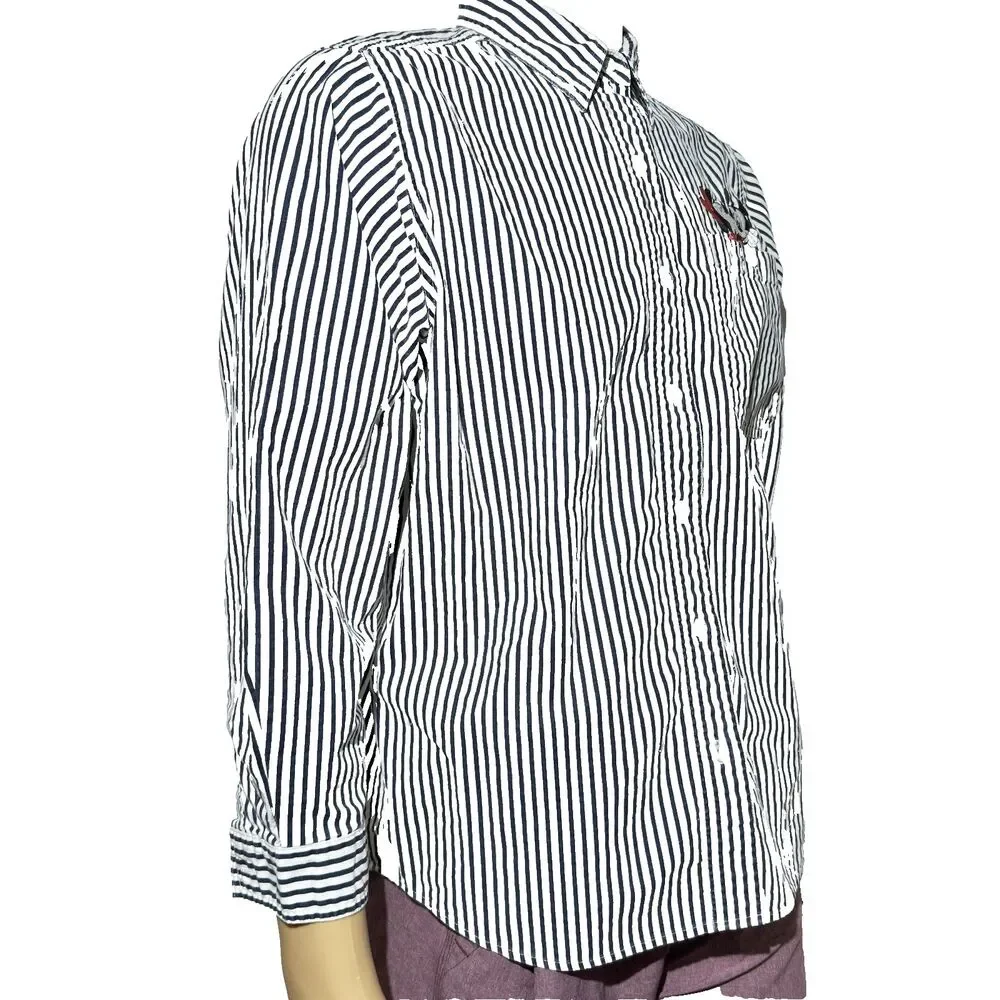 Vtg Mickey Unlimited Disney Stripe Denim Shirt Women’s Medium Button Up EUC - Picture 5 of 11